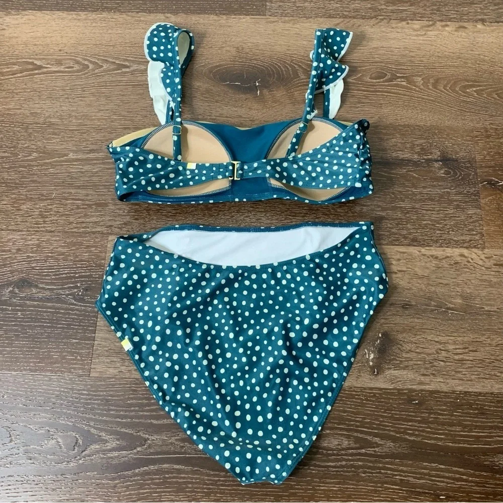 Summersalt Womens oasis ruffle / high leg rise bikini swimsuit 8